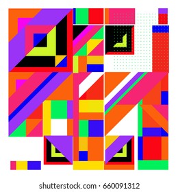 Trendy geometric elements memphis greeting cards design. Retro style texture, pattern and elements. Modern abstract design poster and cover template