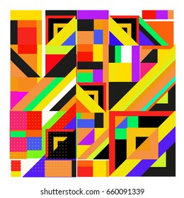Trendy geometric elements memphis greeting cards design. Retro style texture, pattern and elements. Modern abstract design poster and cover template