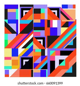 Trendy geometric elements memphis greeting cards design. Retro style texture, pattern and elements. Modern abstract design poster and cover template