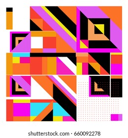 Trendy geometric elements memphis greeting cards design. Retro style texture, pattern and elements. Modern abstract design poster and cover template
