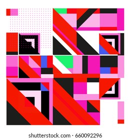 Trendy geometric elements memphis greeting cards design. Retro style texture, pattern and elements. Modern abstract design poster and cover template
