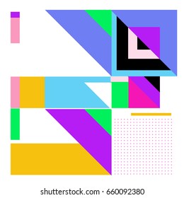 Trendy geometric elements memphis greeting cards design. Retro style texture, pattern and elements. Modern abstract design poster and cover template