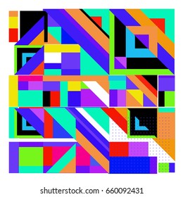 Trendy geometric elements memphis greeting cards design. Retro style texture, pattern and elements. Modern abstract design poster and cover template