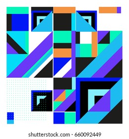 Trendy geometric elements memphis greeting cards design. Retro style texture, pattern and elements. Modern abstract design poster and cover template