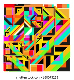 Trendy geometric elements memphis greeting cards design. Retro style texture, pattern and elements. Modern abstract design poster and cover template