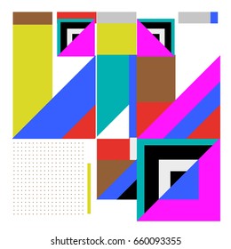 Trendy geometric elements memphis greeting cards design. Retro style texture, pattern and elements. Modern abstract design poster and cover template