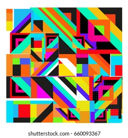 Trendy geometric elements memphis greeting cards design. Retro style texture, pattern and elements. Modern abstract design poster and cover template