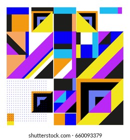 Trendy geometric elements memphis greeting cards design. Retro style texture, pattern and elements. Modern abstract design poster and cover template