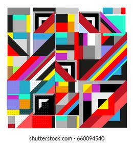 Trendy geometric elements memphis greeting cards design. Retro style texture, pattern and elements. Modern abstract design poster and cover template