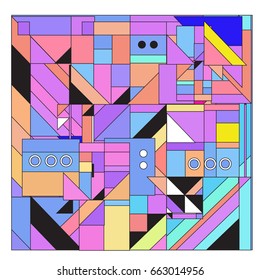 Trendy geometric elements memphis greeting cards design. Retro style texture, pattern and elements. Modern abstract design poster and cover template