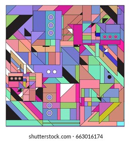 Trendy geometric elements memphis greeting cards design. Retro style texture, pattern and elements. Modern abstract design poster and cover template