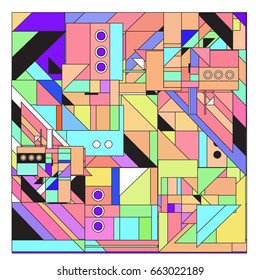 Trendy geometric elements memphis greeting cards design. Retro style texture, pattern and elements. Modern abstract design poster and cover template