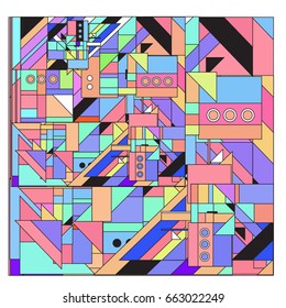 Trendy geometric elements memphis greeting cards design. Retro style texture, pattern and elements. Modern abstract design poster and cover template