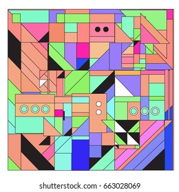 Trendy geometric elements memphis greeting cards design. Retro style texture, pattern and elements. Modern abstract design poster and cover template