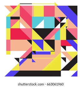 Trendy geometric elements memphis greeting cards design. Retro style texture, pattern and elements. Modern abstract design poster and cover template