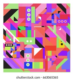 Trendy geometric elements memphis greeting cards design. Retro style texture, pattern and elements. Modern abstract design poster and cover template