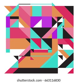 Trendy geometric elements memphis greeting cards design. Retro style texture, pattern and elements. Modern abstract design poster and cover template