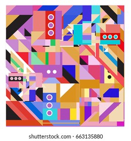 Trendy geometric elements memphis greeting cards design. Retro style texture, pattern and elements. Modern abstract design poster and cover template