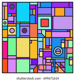Trendy geometric elements memphis greeting cards design. Retro style texture, pattern and elements. Retro abstract pattern poster and cover design template for summer holiday season.