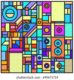Trendy geometric elements memphis greeting cards design. Retro style texture, pattern and elements. Retro abstract pattern poster and cover design template for summer holiday season.