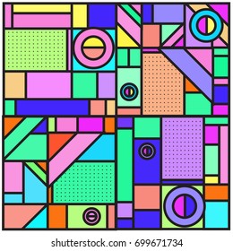 Trendy geometric elements memphis greeting cards design. Retro style texture, pattern and elements. Retro abstract pattern poster and cover design template for summer holiday season.