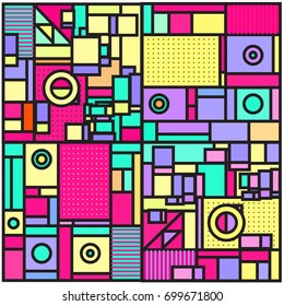 Trendy geometric elements memphis greeting cards design. Retro style texture, pattern and elements. Retro abstract pattern poster and cover design template for summer holiday season.