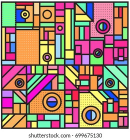Trendy geometric elements memphis greeting cards design. Retro style texture, pattern and elements. Retro abstract pattern poster and cover design template for summer holiday season.