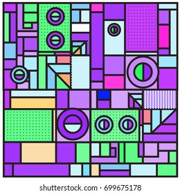 Trendy geometric elements memphis greeting cards design. Retro style texture, pattern and elements. Retro abstract pattern poster and cover design template for summer holiday season.