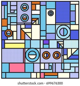 Trendy geometric elements memphis greeting cards design. Retro style texture, pattern and elements. Retro abstract pattern poster and cover design template for summer holiday season.