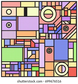 Trendy geometric elements memphis greeting cards design. Retro style texture, pattern and elements. Retro abstract pattern poster and cover design template for summer holiday season.