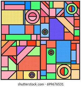 Trendy geometric elements memphis greeting cards design. Retro style texture, pattern and elements. Retro abstract pattern poster and cover design template for summer holiday season.