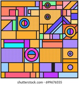 Trendy geometric elements memphis greeting cards design. Retro style texture, pattern and elements. Retro abstract pattern poster and cover design template for summer holiday season.