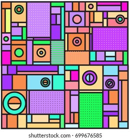 Trendy geometric elements memphis greeting cards design. Retro style texture, pattern and elements. Retro abstract pattern poster and cover design template for summer holiday season.