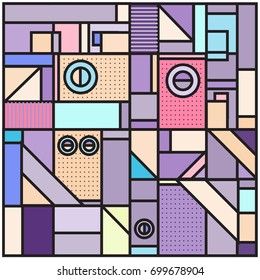 Trendy geometric elements memphis greeting cards design. Retro style texture, pattern and elements. Retro abstract pattern poster and cover design template for summer holiday season.