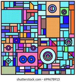 Trendy geometric elements memphis greeting cards design. Retro style texture, pattern and elements. Retro abstract pattern poster and cover design template for summer holiday season.