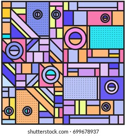Trendy geometric elements memphis greeting cards design. Retro style texture, pattern and elements. Retro abstract pattern poster and cover design template for summer holiday season.