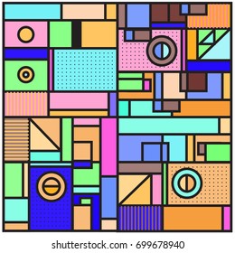 Trendy geometric elements memphis greeting cards design. Retro style texture, pattern and elements. Retro abstract pattern poster and cover design template for summer holiday season.