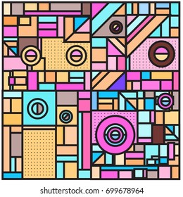 Trendy geometric elements memphis greeting cards design. Retro style texture, pattern and elements. Retro abstract pattern poster and cover design template for summer holiday season.