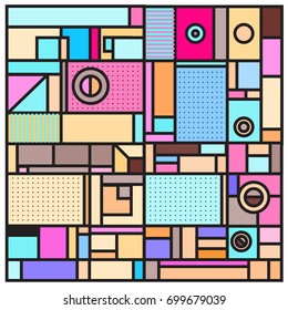 Trendy geometric elements memphis greeting cards design. Retro style texture, pattern and elements. Retro abstract pattern poster and cover design template for summer holiday season.