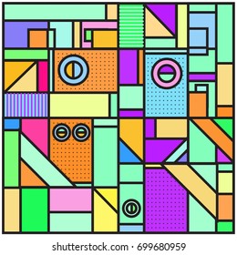 Trendy geometric elements memphis greeting cards design. Retro style texture, pattern and elements. Retro abstract pattern poster and cover design template for summer holiday season.
