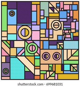 Trendy geometric elements memphis greeting cards design. Retro style texture, pattern and elements. Retro abstract pattern poster and cover design template for summer holiday season.