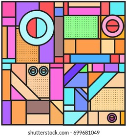 Trendy geometric elements memphis greeting cards design. Retro style texture, pattern and elements. Retro abstract pattern poster and cover design template for summer holiday season.