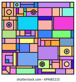 Trendy geometric elements memphis greeting cards design. Retro style texture, pattern and elements. Retro abstract pattern poster and cover design template for summer holiday season.