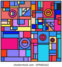 Trendy geometric elements memphis greeting cards design. Retro style texture, pattern and elements. Retro abstract pattern poster and cover design template for summer holiday season.