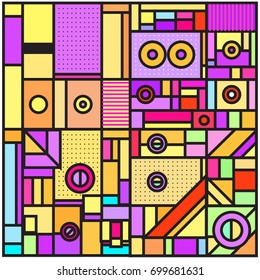 Trendy geometric elements memphis greeting cards design. Retro style texture, pattern and elements. Retro abstract pattern poster and cover design template for summer holiday season.
