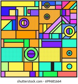 Trendy geometric elements memphis greeting cards design. Retro style texture, pattern and elements. Retro abstract pattern poster and cover design template for summer holiday season.