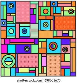 Trendy geometric elements memphis greeting cards design. Retro style texture, pattern and elements. Retro abstract pattern poster and cover design template for summer holiday season.