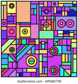 Trendy geometric elements memphis greeting cards design. Retro style texture, pattern and elements. Retro abstract pattern poster and cover design template for summer holiday season.