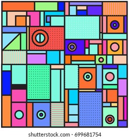 Trendy geometric elements memphis greeting cards design. Retro style texture, pattern and elements. Retro abstract pattern poster and cover design template for summer holiday season.