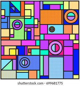 Trendy geometric elements memphis greeting cards design. Retro style texture, pattern and elements. Retro abstract pattern poster and cover design template for summer holiday season.